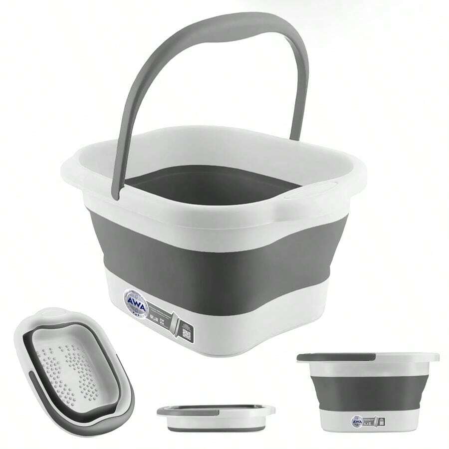Foot Soaking Tub, Collapsible Foot Bath Soak For Feet, Pedicure Bowl, Plastic Feet Tub With Acupressure Massage Points, Foldable Laundry Basket White - White - View 1