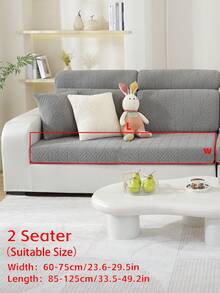 1pc Leaf Pattern Jacquard Sofa Cover, Warm And Soft Plush Slipcover, Versatile Design For Cozy Home Style - Grey - View 12