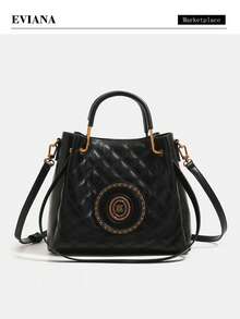 Luxury High Capacity Elegant Ladies Handbag, 2026 New Niche Design Fashion Bucket Bag, High-Quality Quilted Stitching Versatile Commuter Shoulder Bag - Multicolor - View 3