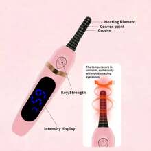 新款睫毛夹，电动睫毛夹带提拉功能，眉毛修剪器，USB充电二合一多功能加热睫毛夹 - 粉色 - 查看 8