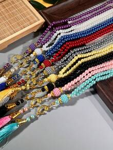 1串/12串伊斯兰念珠，99颗玻璃仿珍珠珠，适用于穆斯林祈祷和阿拉伯赞美手链，穆斯林念珠计数器 - 彩色 - 查看 9