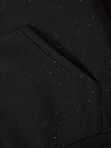 Women's Casual Double-Hooded Half-Zip Sweatshirt With A Shimmering Silver Polka Dot Pattern; Customizable Text And Graphic Prints Are Also Available. - Black - View 5