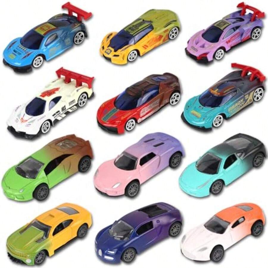12 Pcs Juguetes de Coches de Cambio de Color para Niños Vehículos Recuerdos de Fiesta Temáticos Bolsa de Regalos de 4-8 Años Regalos Divertidos para Niños - como en la foto - Ver 1