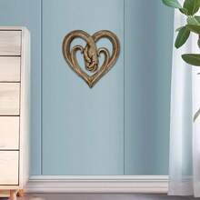 1pc Modern Handmade Heart Sculpture Decorative Art Piece, 2D Flat Wooden Hand-In-Hand Decor, Handshake Sculpture Wall Art, Elegant Handcrafted Figurine For Home, Office, Wedding Decoration, Valentine's Day Gift - Multicolor - View 5