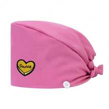 1 pezzo Cappellino da lavoro per donne in materiale di poliestere con stampa digitale a motivo a cuore del marchio, regolabile con elastico, adatto per medici, infermieri, saloni di bellezza, cliniche veterinarie, addetti alle pulizie e personale di servizio - Multicolore - Visualizzare 21