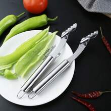 1个不锈钢辣椒去核器，蔬菜番茄苹果去核工具，苦瓜去核器，胡椒去核器，芯分离器，锯齿切片器，去核器或蔬菜切片器，适用于厨房烹饪和烧烤，家用厨房用品 - 彩色 - 查看 6