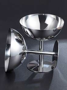 1/2/4/6/12 Pcs Stainless Steel Ice Cream Cups And Dessert Bowls - Round Base Pudding Trays, Salad/Fruit/Yogurt/Snack/Candy Plates, Suitable For Party/Wedding/Gathering/Ramadan - Silver - View 5