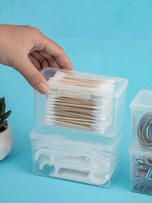 10pcs/8pcs/4pcs/3pcs/2pcs/1pc Small Item Storage Box, Transparent Flip-Top Snap Plastic Card Box, Makeup Stick Floss Toothpick Card Sleeve Film Storage Box - Clear - View 3