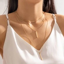 1pc Geometric Silver Earrings, High Polish Electroplated Alloy Vertical Bar Dangle Earrings, Minimalist Long Strip Linear Drop Earrings For Women, Stylish Daily Accessory & Birthday Jewelry Gift - 17174 Silver - View 9