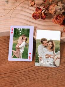 Personalized Custom Photo & Text Playing Cards, Valentine's Day Gift, Custom Couple Photo Poker Set, Romantic Valentine's Present, Custom Name Date Playing Cards, Entertainment Accessory, Multi-Functional, Highly Decorative, Reusable, Exquisite & Stylish, High-Quality, Colorful, Modern, Customizable, Personalized, Unique, Ideal Gift For Lover/Partner - Multicolor - View 9