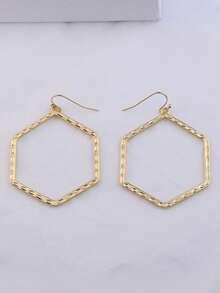 1pair Time Geometric Shaped Cut Out Slant Earrings Alloy Earrings