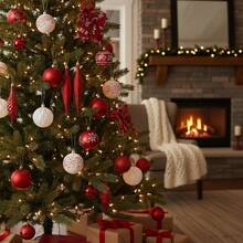 TendenciaPaquete Con Esferas Moños Adornos Navideños Para DecoracionCalidad premium - Rojo - Ver 6