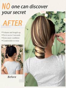 Extensiones de cabello sintético resistente al calor con cola de caballo ondulada de 10 pulgadas de largo, opciones de multicolor, adecuadas para fiestas y uso diario de mujeres - Multicolor - Ver 4