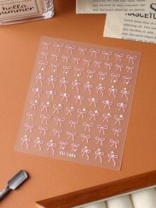 3件/套 情人节粉色蝴蝶结星星图案美甲贴纸，全息滑动美甲装饰，DIY美甲用品 - 彩色 - 查看 7