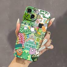 Funda para teléfono con espejo de trébol de la suerte y arcoíris. También funciona como espejo y es compatible con  17,  16 Pro Max,  15 Pro Max,  13 y  12. Fabricada en TPU, ofrece protección contra golpes y caídas. Es el regalo perfecto para familiares, amigos, celebraciones del Día de San Patricio, parejas y cualquier ocasión especial como cumpleaños, festividades o simplemente para compartir suerte. - Negro - Ver 2