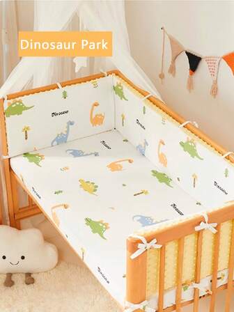 1 pieza Protector de cuna para bebé, Forro de cuna suave, Forro de cuna con estampado de dibujos animados para recién nacidos, Barra anti-colisión para niños, Barandilla anti-caída