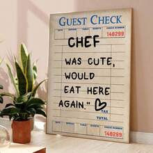 1件套客人退房墙饰，可爱厨师，还会再来，这里一定是我要找的地方，客人退房，红色厨师艺术印刷品，客人退房海报，客厅/卧室帆布墙饰 - 彩色 - 查看 3