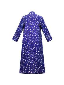 Men Adult Wizard Cosplay Magician Performance Costume Blue Starry Robe + Pointed Hat Set - Blue - View 4