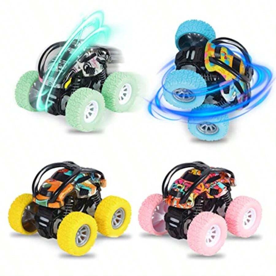 Monster Truck-Paquete de 4Mountain Buggy Toys Juguete de Coches Fricción Vehículos de Juguete para Niños y Niñas 4 Colores - como en la foto - Ver 1