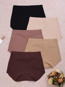 5条装女士无缝平角内裤，运动腰带，透气速干面料，适合健身、瑜伽 - 彩色 - 查看 2