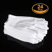 12 Pairs White Cotton Gloves Serving Inspection Costume - Cloth Gloves For Dry Hands Eczema SPA Moisturizing - 12 Pairs - View 6