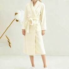 Tendencia1pcs Toalla Bata Baño Unisex Franela Súper Absorbente ÚnicaCalidad premium - Blanco Crema - Ver 10