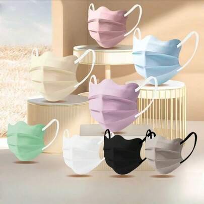 10pcs/20pcs Large Butterfly Shaped Face Mask, Women's Attractive Wavy Cloud V-Shaped Face Flattering Small Mask