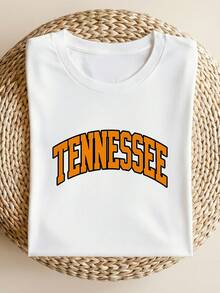 Vintage Tennessee Retro TN Graphic T-Shirt 100% Cotton Short Sleeve Crew Neck Varsity Style Collegiate Font State Pride Souvenir Gift For Men Women Unisex Soft Breathable Casual -3 - 白色2 - 查看 1