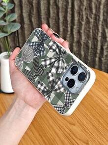 Handyhülle mit kariertem Schleifenmuster, ästhetischer Retro-Stil, kompatibel mit iPhone 17Promax 17Air 17pro 17 16 15 14 13 12 Plus Pro S25Ultra S25plus S25 S24 S23 plus FE Hülle - Schwarz - Übersicht 7