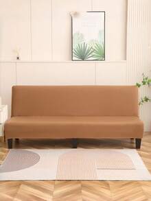 1 pieza Funda para sofá cama sin brazos, funda elástica de fibra de poliéster para sofá, funda de seda de leche tejida para todas las estaciones - Camel - Ver 4