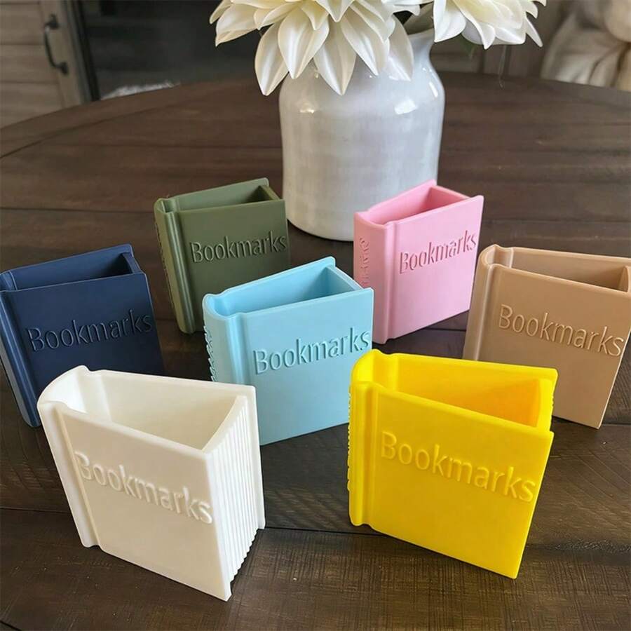 1pc Book-Shaped Bookmark Storage Box - Portable, Lightweight, Multi-Color Storage Box, Student Desk Organizer, Desktop Decor, Gift For Book Lovers, Friends, Family, Book-Inspired Design, Minimalist Appearance, Essential For Office - one-size - View 1