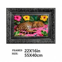 1pc Fashion Art PS Photo Frame, Tropical Boho Style With Leopard And Vibrant Floral Accents, Elegant Rectangular 3D Carving, Decorative Frame To Enhance Ambiance, Suitable For Home Living Room, Bedroom, Entryway Wall Decor - Multicolor - View 13