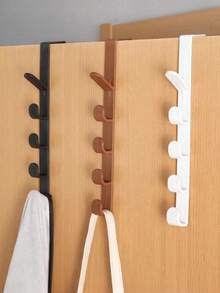 OBOVAY 5-Hook Multi-Function Clothes Hanger, Space-Saving Door Hook, Versatile Storage Hanger, ABS Plastic Material, Easy Installation, Suitable For Hanging Coats, Towels, Hats, Bags In Bathroom, Bedroom, Closet, Can Be Used As Wardrobe Hanger, Storage Hanger, Practical Hook, Room Decor, Bedroom Decor, Holiday Decor - Multicolor - View 3