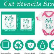 14 قطعة مجموعة قوالب قطة قابلة لإعادة الاستخدام - قوالب قطة وقمر وزهور بلاستيكية للخشب والجدران والأقمشة والأعمال اليدوية - متعدد الألوان - مشاهدة 5