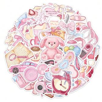 50 st. rosa berättelseklistermärken för anteckningsbok, laptop, kalender, telefonfodral, gör-det-själv-dekoration