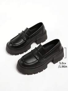 Women's Casual Commuting Fashion Thick-Soled Loafers - Black - View 7