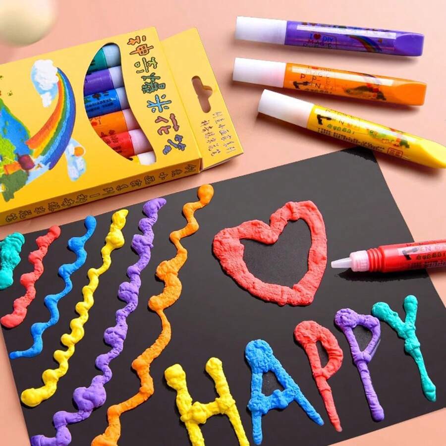 3D打印泡泡笔爆米花笔可爱蓬松笔打印绘画艺术绘画用品配件 - 6色