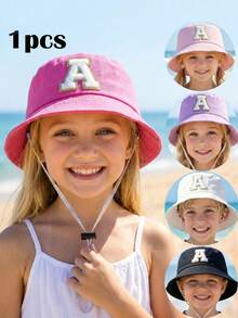 1 chiếc mũ tai bèo mỏng có thể điều chỉnh kích cỡ dành cho trẻ em/trẻ nhỏ, in chữ A. - 1PC - Xem 2