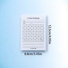 31天习惯追踪记事本，100张便利贴，每日目标设定，自律管理工具，极简设计 - 白色 - 查看 2