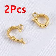 2/5/8Pcs 18K Gold-Tone Copper Oval Spring Clasp Pendant Connector, Suitable For Jewelry Making And DIY Handmade Jewelry Accessories - Copper Jewelry Buckle - View 15