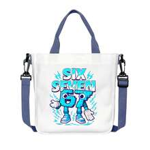 Foldable Reusable Grocery Shopping Bag, Polyester Material, Suitable For Travel And Commuting, Washable, Casual Style, Daily Carry, Joke Design, Sturdy Handle Structure, Small Canvas Bag, Small Pouch, Women Handbag, Student Bag - Multicolor - View 4