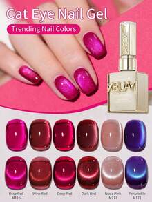 XEIJAYI 15ml 6-Color Cat Eye Nail Gel Set - Vibrant Glossy Pigments With Intense Cat Eye Effect, Professional LED Gel Polish For Women's Salon & DIY Manicure, Long-Lasting & Chip-Resistant, Perfect Gift For Nail Art Lovers - Nhiều màu - Xem 11