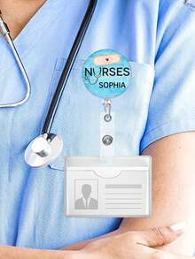 个性化胸牌卷轴，定制护士伸缩胸牌夹，护士ID卡扣挂绳胸牌夹，注册护士ID胸牌，员工礼物，听诊器731，个性化装饰品，个性化礼物，节日礼物，护士节