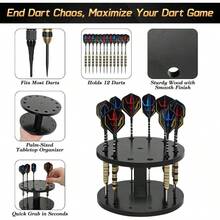 Wooden Dart Holder Stand Desk Or Shelf U2013 Holds 12 Fully Assembled Steel Or Soft Tip Darts U2013 Compact Tabletop Display Rack Dart Storage And Organization - Initial - View 3