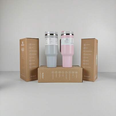 Compatible With Stanley Large Capacity Portable Double-Layer Vacuum Insulated Bottle, Suitable For Home, Office, Outdoor Activities, Camping, Hiking, Driving And Road Trips, Reusable Cup With Lid And Straw, Unisex, Great For Valentine's Day And Birthday Gifts, Includes Straw