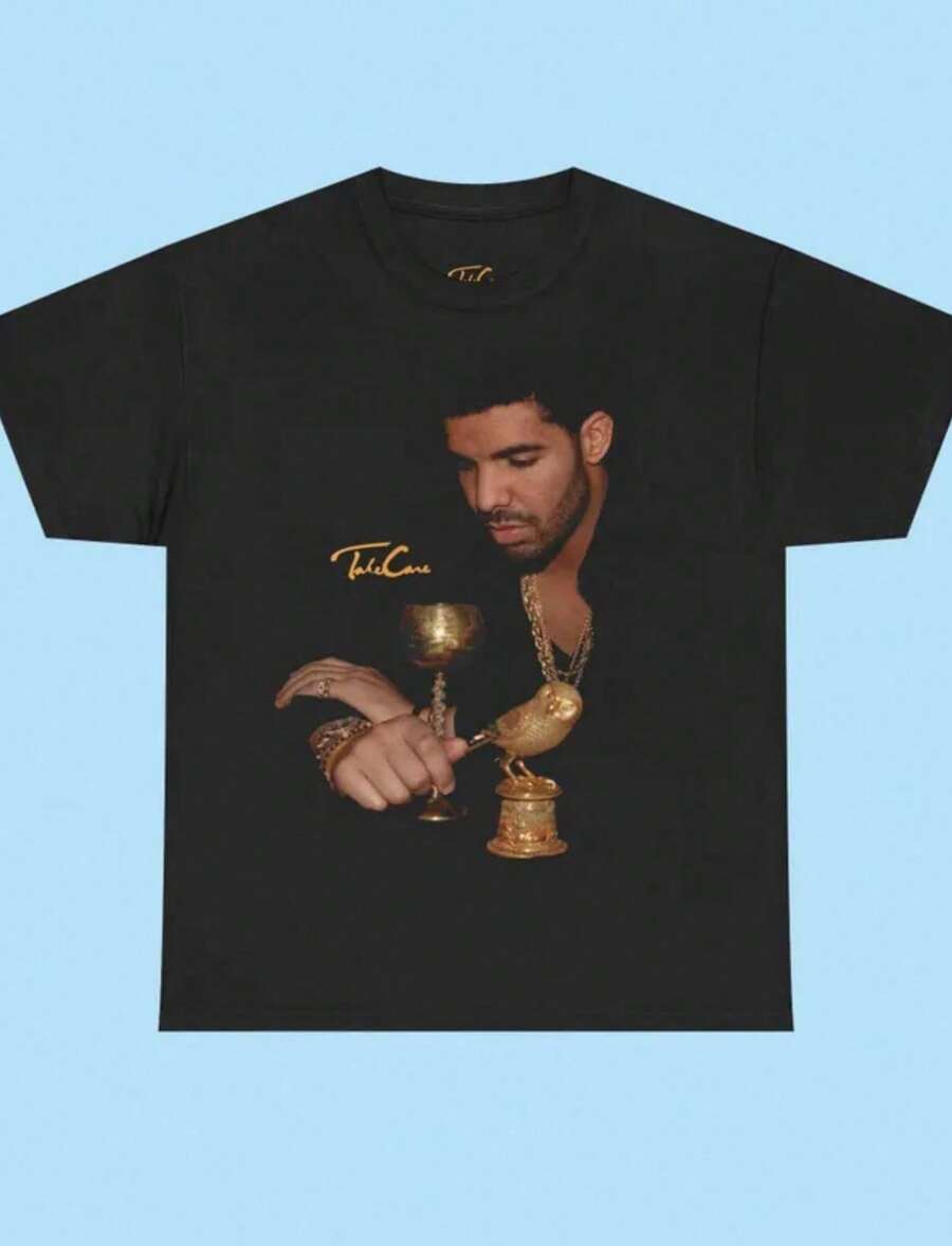Drake Take Care Tee _ Logo Vintage Aesthetic Drake Hiphop Take Care Tshirt - 黑色 - 查看 1