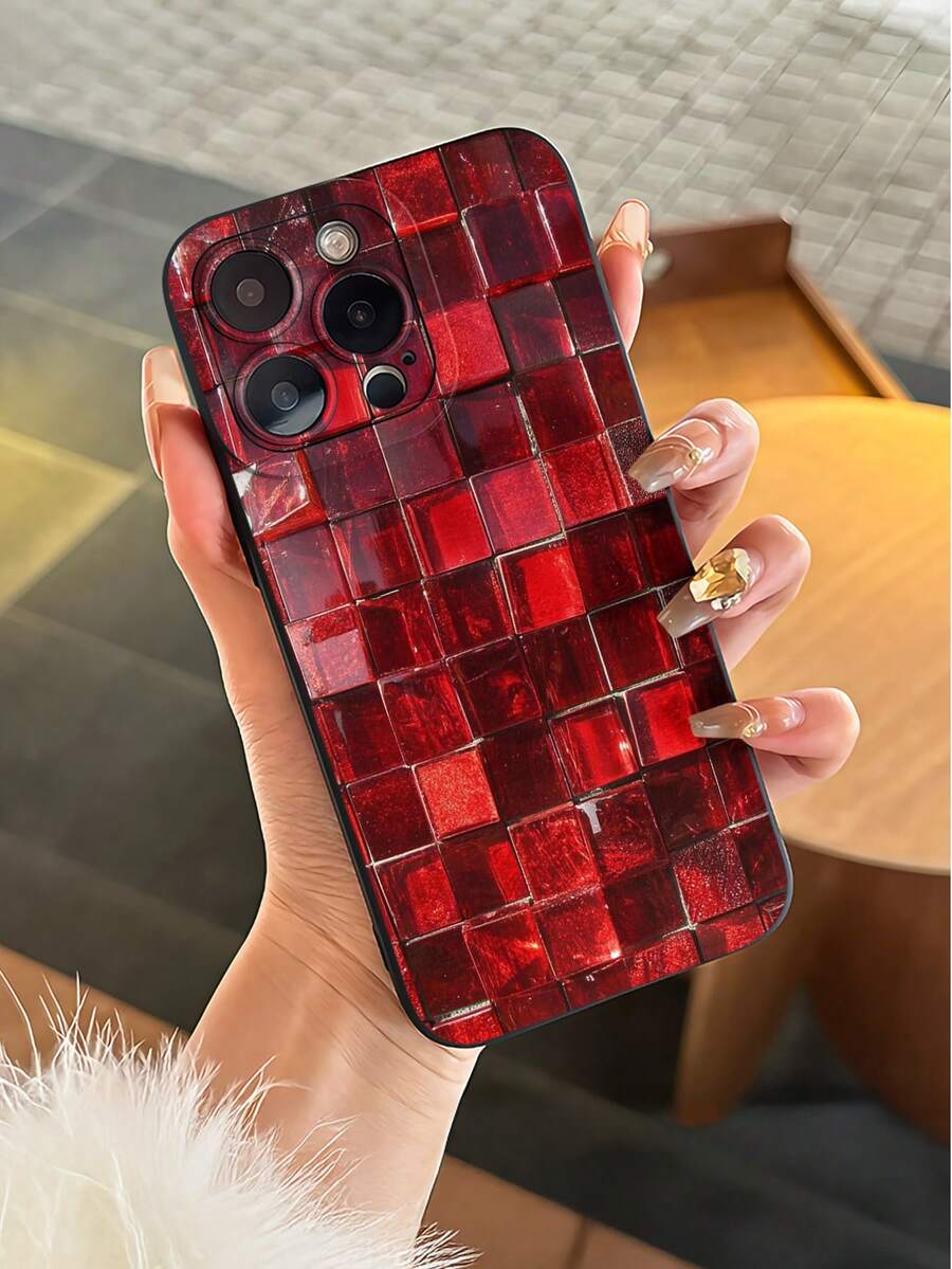 1PC, Hot Selling Mosaic Pattern Design Printed Black TPU Phone Case, Shockproof Protection, Screen And Camera Protection, Matte Simple And Lightweight, Compatible With 17/17Air/17Pro/17ProMax, 16/16Plus/16ProMax, 15.14, 13, 12, 11 Series, Suitable For Samsung Galaxy S22, S23, S24, S25 PLUS ULTRA Series, Revival Holiday Gifts, Christmas And Halloween Decorations/Birthday Gifts, Girlfriends, Boyfriends, Friends Or Oneself - màu đen - Xem 1