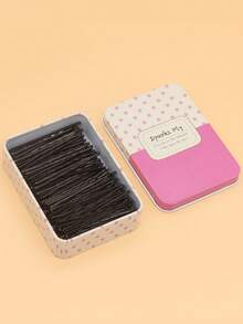 100 piezas/Caja Pinzas para el cabello ondulado básicas para mujeres, Pasadores clásicos negros, Adecuados para uso diario, Pinzas de garra, Pasadores para el cabello, Horquillas, Accesorios para la cabeza, Accesorios para el cabello para mujeres - Negro - Ver 2