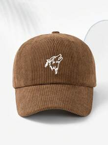 1pc Unisex Wolf Head Embroidery Corduroy Retro Style Soft Top Baseball Cap, Adjustable Circumference, Casual, Running, Sports, Vacation, Outdoor Activities, Enthusiasts Essential, Autumn/Winter - A - View 12