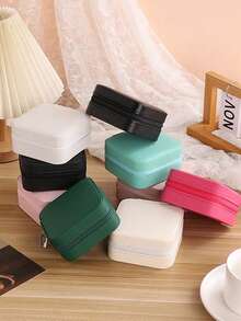 1pc Mini Jewelry Storage Box, Travel Jewelry Zipper Case, Earring Necklace Ring Portable Jewelry Box, Leather Cosmetic Organizer, Multi-Functional Jewelry Storage Box, Jewelry Organization, Compact Jewelry Box - Multicolor - View 7